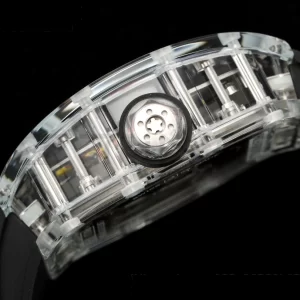 RICHARD MILLERM RMS10 Tourbillon Trasparente RMF Edizione Migliore Quadrante Pesce Koi su Cinturino in Gomma Nera - Orologio Super Clone | 1:1 Versione Migliore