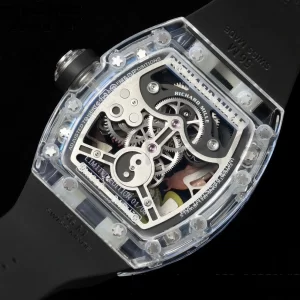 RICHARD MILLERM RMS10 Tourbillon Trasparente RMF Edizione Migliore Quadrante Pesce Koi su Cinturino in Gomma Nera - Orologio Super Clone | 1:1 Versione Migliore