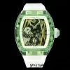 RICHARD MILLERM RM26-01 Tourbillon Verde Trasparente RMF Migliore Edizione Quadrante Panda su Cinturino in Gomma Trasparente - Orologio Super Clone | 1:1 Migliore Versione