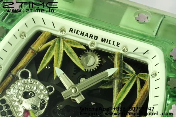 RICHARD MILLERM RM26-01 Tourbillon Green Transparent RMF Best Edition Panda Dial on Transparent Rubber Strap - Super Clone Watch | 1:1 Best Version