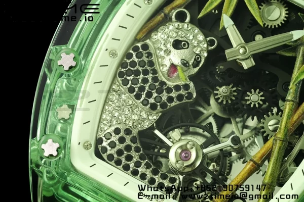 RICHARD MILLERM RM26-01 Tourbillon Green Transparent RMF Best Edition Panda Dial on Transparent Rubber Strap - Super Clone Watch | 1:1 Best Version