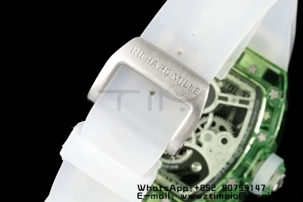 RICHARD MILLERM RM26-01 Tourbillon Green Transparent RMF Best Edition Panda Dial on Transparent Rubber Strap - Super Clone Watch | 1:1 Best Version