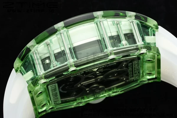 RICHARD MILLERM RM26-01 Tourbillon Green Transparent RMF Best Edition Panda Dial on Transparent Rubber Strap - Super Clone Watch | 1:1 Best Version