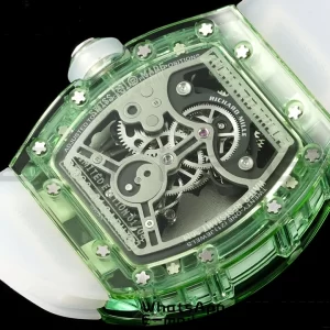 RICHARD MILLERM RM26-01 Tourbillon Green Transparent RMF Best Edition Panda Dial on Transparent Rubber Strap - Super Clone Watch | 1:1 Best Version