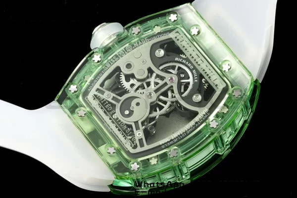 RICHARD MILLERM RM26-01 Tourbillon Green Transparent RMF Best Edition Panda Dial on Transparent Rubber Strap - Super Clone Watch | 1:1 Best Version
