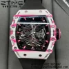 RICHARD MILLERM RM38-02 White Carbon Tourbillon RMF Best Edition Skeleton Dial on Black  Rubber Strap - Super Clone Watch | 1:1 Best Version