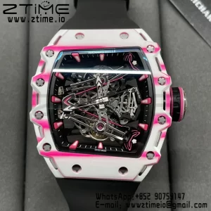 RICHARD MILLERM RM38-02 White Carbon Tourbillon RMF Best Edition Skeleton Dial on Black  Rubber Strap - Super Clone Watch | 1:1 Best Version