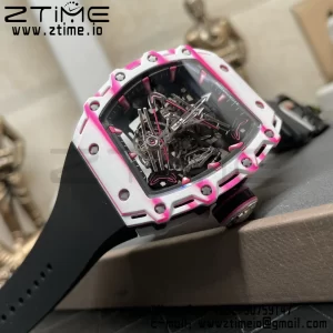 RICHARD MILLERM RM38-02 White Carbon Tourbillon RMF Best Edition Skeleton Dial on Black  Rubber Strap - Super Clone Watch | 1:1 Best Version