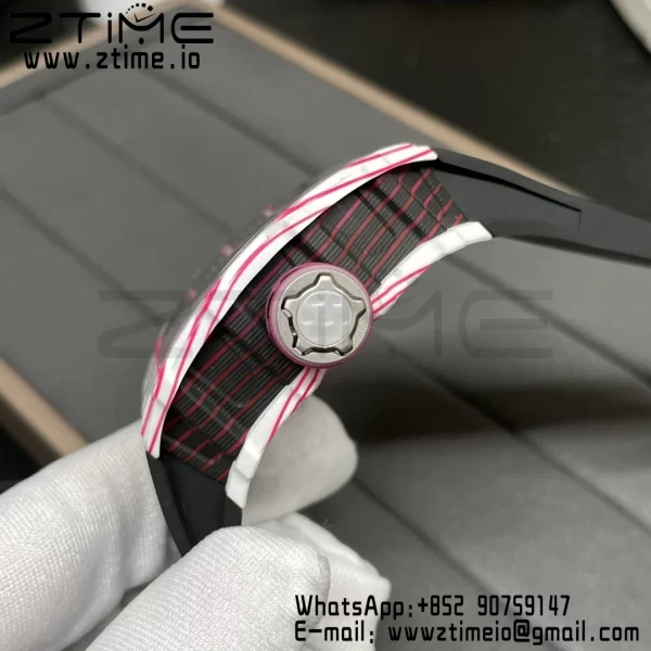 RICHARD MILLERM RM38-02 White Carbon Tourbillon RMF Best Edition Skeleton Dial on Black  Rubber Strap - Super Clone Watch | 1:1 Best Version