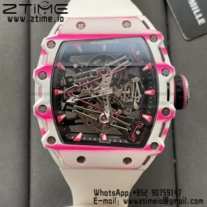 RICHARD MILLERM RM38-02 White Carbon Tourbillon RMF Best Edition Skeleton Dial on White Rubber Strap - Super Clone Watch | 1:1 Best Version