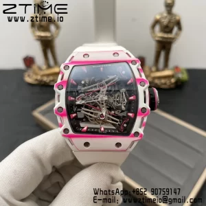 RICHARD MILLERM RM38-02 White Carbon Tourbillon RMF Best Edition Skeleton Dial on White Rubber Strap - Super Clone Watch | 1:1 Best Version