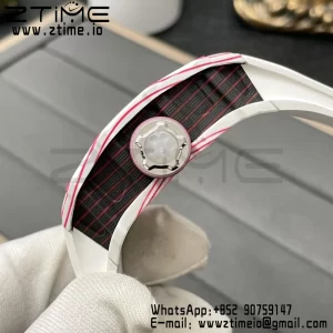 RICHARD MILLERM RM38-02 White Carbon Tourbillon RMF Best Edition Skeleton Dial on White Rubber Strap - Super Clone Watch | 1:1 Best Version