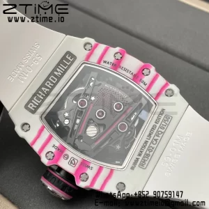 RICHARD MILLERM RM38-02 White Carbon Tourbillon RMF Best Edition Skeleton Dial on White Rubber Strap - Super Clone Watch | 1:1 Best Version