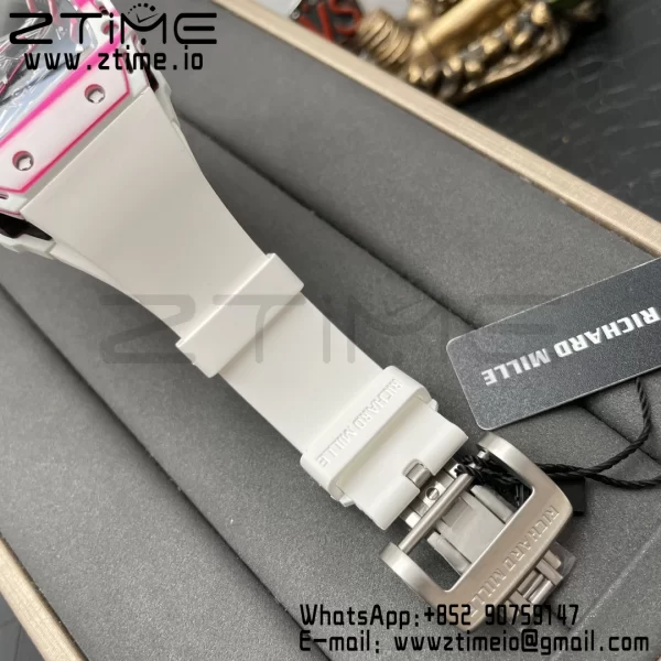 RICHARD MILLERM RM38-02 White Carbon Tourbillon RMF Best Edition Skeleton Dial on White Rubber Strap - Super Clone Watch | 1:1 Best Version