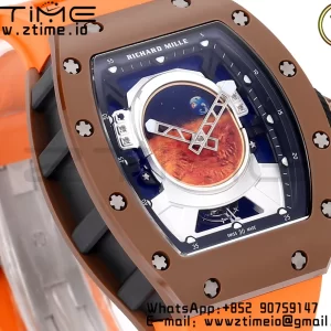 RM52 Astronaut Tourbillon Brown Ceramic YSF Best Edition on Orange Rubber Strap - Super Clone Watch | 1:1 Best Version