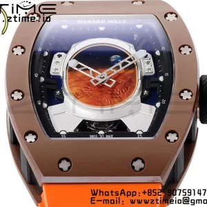 RM52 Astronaut Tourbillon Brown Ceramic YSF Best Edition on Orange Rubber Strap - Super Clone Watch | 1:1 Best Version