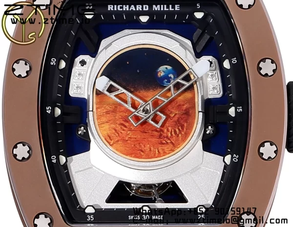 RM52 Astronaut Tourbillon Brown Ceramic YSF Best Edition on Orange Rubber Strap - Super Clone Watch | 1:1 Best Version