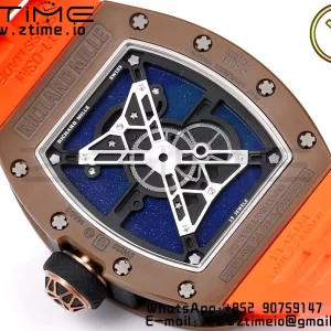 RM52 Astronaut Tourbillon Brown Ceramic YSF Best Edition on Orange Rubber Strap - Super Clone Watch | 1:1 Best Version