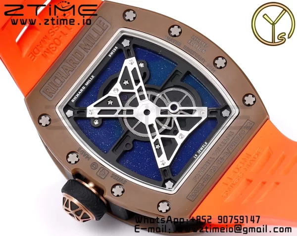 RM52 Astronaut Tourbillon Brown Ceramic YSF Best Edition on Orange Rubber Strap - Super Clone Watch | 1:1 Best Version