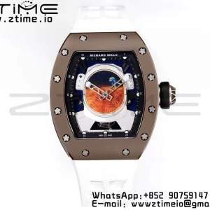 RICHARD MILLERM RM52 Astronaut Tourbillon Brown Ceramic YSF Best Edition on White Rubber Strap - Super Clone Watch | 1:1 Best Version