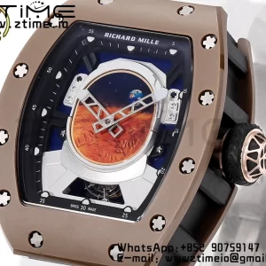 RICHARD MILLERM RM52 Astronaut Tourbillon Brown Ceramic YSF Best Edition on White Rubber Strap - Super Clone Watch | 1:1 Best Version