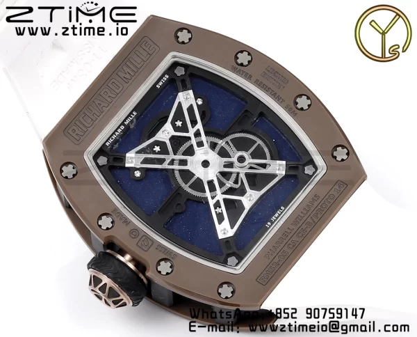 RICHARD MILLERM RM52 Astronaut Tourbillon Brown Ceramic YSF Best Edition on White Rubber Strap - Super Clone Watch | 1:1 Best Version