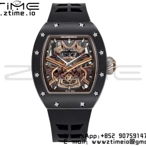 RICHARD MILLERM RM47 Tourbillon PVD YSF Best Edition Samurai Dial on Black Rubber Strap - Super Clone Watch | 1:1 Best Version