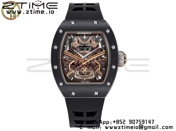 RICHARD MILLERM RM47 Tourbillon PVD YSF Best Edition Samurai Dial on Black Rubber Strap - Super Clone Watch | 1:1 Best Version