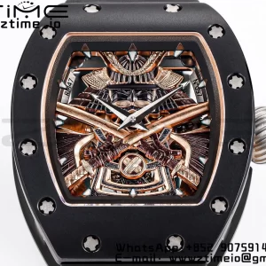 RICHARD MILLERM RM47 Tourbillon PVD YSF Best Edition Samurai Dial on Black Rubber Strap - Super Clone Watch | 1:1 Best Version