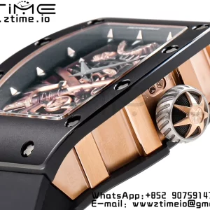 RICHARD MILLERM RM47 Tourbillon PVD YSF Best Edition Samurai Dial on Black Rubber Strap - Super Clone Watch | 1:1 Best Version