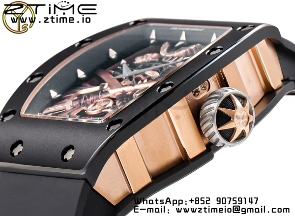 RICHARD MILLERM RM47 Tourbillon PVD YSF Best Edition Samurai Dial on Black Rubber Strap - Super Clone Watch | 1:1 Best Version
