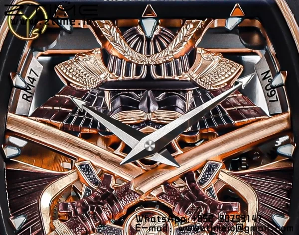 RICHARD MILLERM RM47 Tourbillon PVD YSF Best Edition Samurai Dial on Black Rubber Strap - Super Clone Watch | 1:1 Best Version
