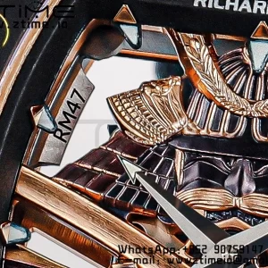 RICHARD MILLERM RM47 Tourbillon PVD YSF Best Edition Samurai Dial on Black Rubber Strap - Super Clone Watch | 1:1 Best Version