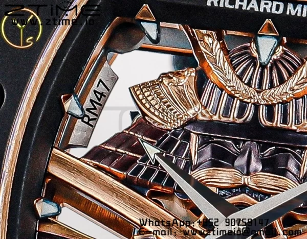 RICHARD MILLERM RM47 Tourbillon PVD YSF Best Edition Samurai Dial on Black Rubber Strap - Super Clone Watch | 1:1 Best Version