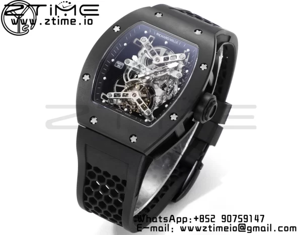 RICHARD MILLERM RM027 Rafael Nadal Black Ceramic Tourbillon YSF Best Edition on Rubber Strap - Super Clone Watch | 1:1 Best Version