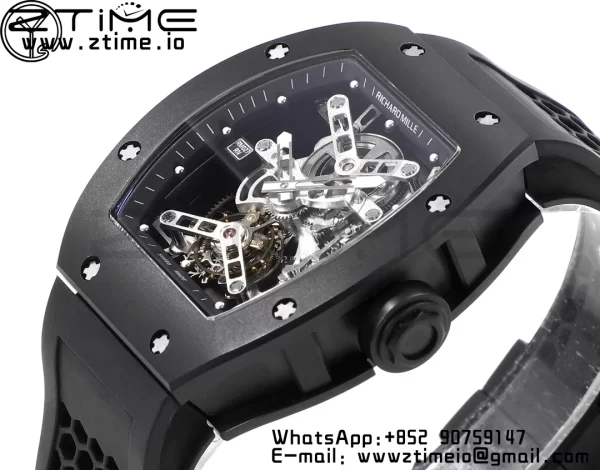 RICHARD MILLERM RM027 Rafael Nadal Black Ceramic Tourbillon YSF Best Edition on Rubber Strap - Super Clone Watch | 1:1 Best Version