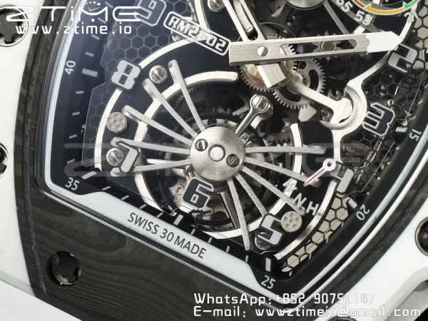 RICHARD MILLERM RICHARD MILLERM RM21-02 Tourbillon NTPT RMF Best Edition Skeleton Dial on White Rubber Strap - Super Clone Watch | 1:1 Best Version