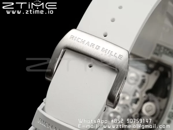 RICHARD MILLERM RICHARD MILLERM RM21-02 Tourbillon NTPT RMF Best Edition Skeleton Dial on White Rubber Strap - Super Clone Watch | 1:1 Best Version