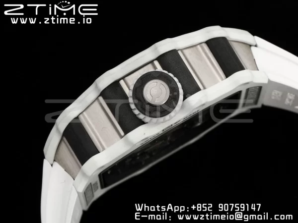 RICHARD MILLERM RICHARD MILLERM RM21-02 Tourbillon NTPT RMF Best Edition Skeleton Dial on White Rubber Strap - Super Clone Watch | 1:1 Best Version
