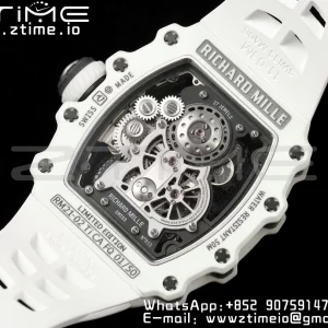 RICHARD MILLERM RICHARD MILLERM RM21-02 Tourbillon NTPT RMF Best Edition Skeleton Dial on White Rubber Strap - Super Clone Watch | 1:1 Best Version