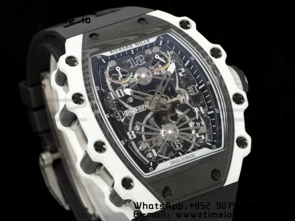 RICHARD MILLERM RM21-02 Tourbillon NTPT RMF Best Edition Skeleton Dial on Black Rubber Strap - Super Clone Watch | 1:1 Best Version