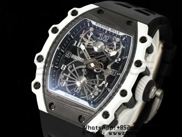 RICHARD MILLERM RM21-02 Tourbillon NTPT RMF Best Edition Skeleton Dial on Black Rubber Strap - Super Clone Watch | 1:1 Best Version