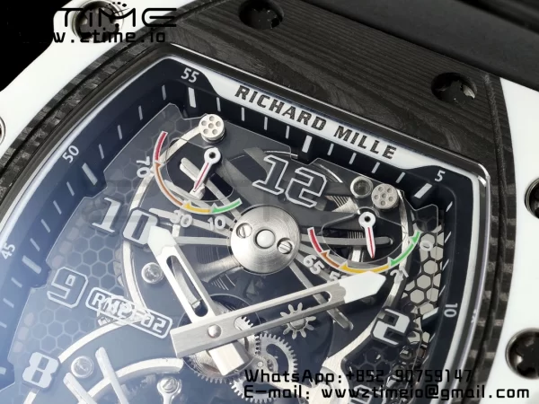 RICHARD MILLERM RM21-02 Tourbillon NTPT RMF Best Edition Skeleton Dial on Black Rubber Strap - Super Clone Watch | 1:1 Best Version