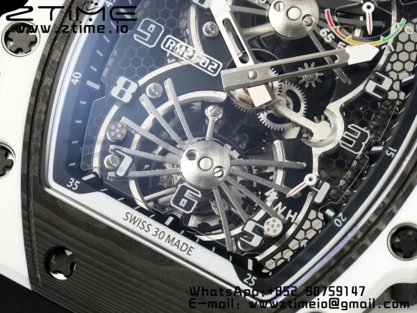 RICHARD MILLERM RM21-02 Tourbillon NTPT RMF Best Edition Skeleton Dial on Black Rubber Strap - Super Clone Watch | 1:1 Best Version