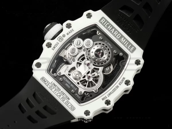 RICHARD MILLERM RM21-02 Tourbillon NTPT RMF Best Edition Skeleton Dial on Black Rubber Strap - Super Clone Watch | 1:1 Best Version