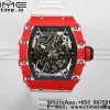 RICHARD MILLERM RM35-02 RM3502 リアルレッド NTPT RMF 1:1 ベストエディション スケルトン ブラックダイヤル ホワイトラバーストラップ RMUL2 - スーパークローンウォッチ｜1:1 ベストバージョン