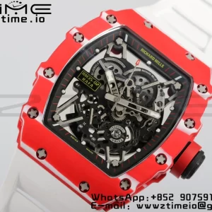 RICHARD MILLERM RM35-02 RM3502 Real Red NTPT RMF 1:1 Best Edition Skeleton Cadran negru pe curea de cauciuc alb RMUL2 - Super Clone Watch | 1:1 Best Version
