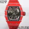 RICHARD MILLERM RM35-02 RM3502 Real Red NTPT RMF 1:1 Best Edition Quadrante nero scheletrato su cinturino in gomma rossa RMUL2 - Orologio super clone | 1:1 Best Version