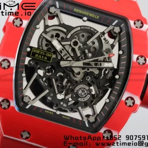 RICHARD MILLERM RM35-02 RM3502 Real Red NTPT RMF 1:1 Best Edition Skeleton Black Dial on Red Rubber Strap RMUL2 - Super Clone Watch | 1:1 Best Version