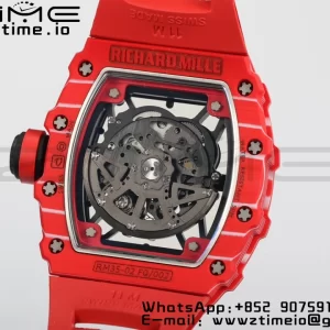 RICHARD MILLERM RM35-02 RM3502 Real Red NTPT RMF 1:1 Best Edition Skeleton Black Dial on Red Rubber Strap RMUL2 - Super Clone Watch | 1:1 Best Version
